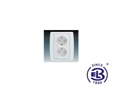 Zásuvka dvojnásobná s ochrannými kolíky, s clonkami Element, bílá/bílá, řazení 2x(2P+PE), 5512E-C0235903 ABB