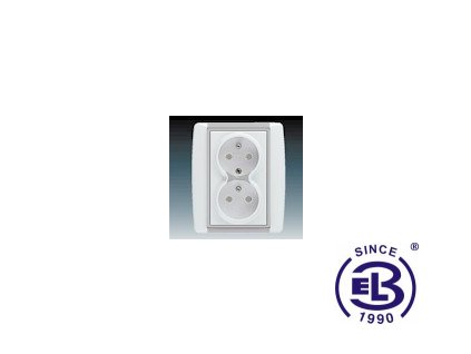 Zásuvka dvojnásobná s ochrannými kolíky, s clonkami Element, bílá/ledová šedá, řazení 2x(2P+PE), 5512E-C0235904 ABB