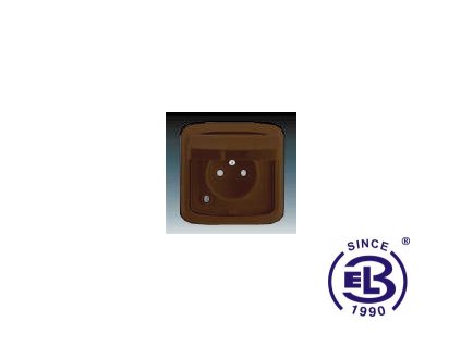 Zásuvka jednonásobná s ochranným kolíkem, s clonkami, s víčkem, s ochranou před přepětím Tango, hnědá, řazení 2P+PE, 5598A-2999H ABB