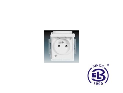 Zásuvka jednonásobná s ochranným kolíkem, s clonkami, s víčkem Element, bílá/bílá, řazení 2P+PE, 5518E-A0299903 ABB