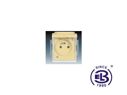 Zásuvka jednonásobná s ochranným kolíkem, s clonkami, s víčkem Element, slonová kost/ledová bílá, řazení 2P+PE, 5518E-A0299921 ABB