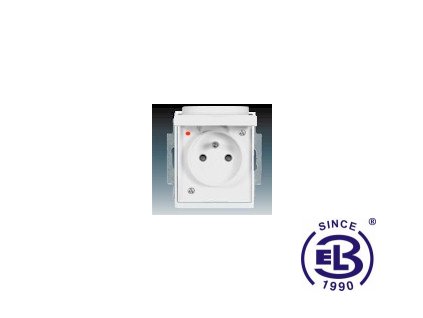 Zásuvka jednonásobná s ochranným kolíkem, s clonkami, s víčkem, s ochranou před přepětím Element, bílá/ledová bílá, řazení 2P+PE, 5598E-A0299901 ABB