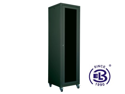 Rozvaděč skládaný 19", LC-05+, 42U, 600x800, černý, skleněné dveře