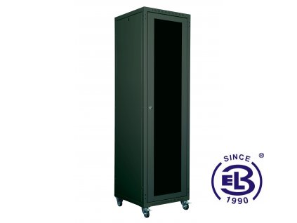 Rozvaděč skládaný 19", LC-05+, 24U, 800x800, černý, skleněné dveře