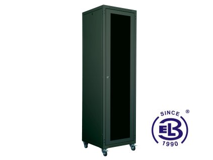 Rozvaděč skládaný 19", LC-05+, 42U, 800x800, černý, skleněné dveře