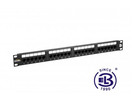 Patch panel Cat 5E UTP 24 x RJ45 150MHz černý 1U SOLARIX