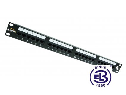 Patch panel Cat6 UTP 24 x RJ45 s vyvazovací lištou černý 1U SOLARIX