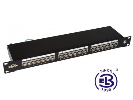 Patch panel Cat6 STP 24 x RJ45 s vyvazovací lištou černý 1U SOLARIX