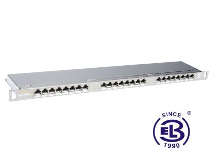 Patch panel Cat6 STP 24 x RJ45 s vyvazovací lištou nerezová ocel 0,5U SOLARIX