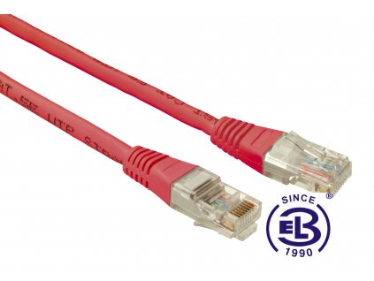 Patch kabel CAT5E UTP PVC 0,5m červený, non-snag proof, SOLARIX