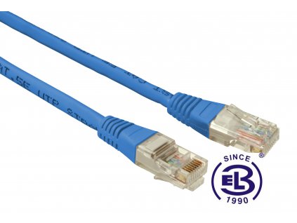Patch kabel CAT5E UTP PVC 1m modrý, non-snag proof, SOLARIX