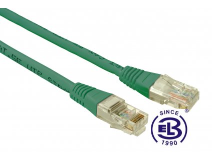 Patch kabel CAT5E UTP PVC 2m zelený, non-snag proof, SOLARIX