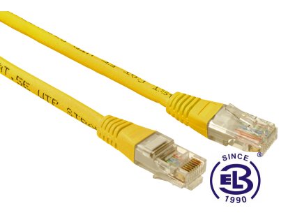 Patch kabel CAT5E UTP PVC 2m žlutý, non-snag proof, SOLARIX