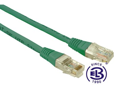 Patch kabel CAT5E UTP PVC 3m zelený, non-snag proof, SOLARIX