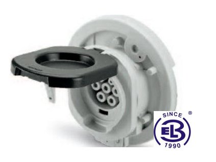 Zásuvka vestavná TYP 2 bez clonek kontaktů s víčkem 16A-32A 400V SCAME