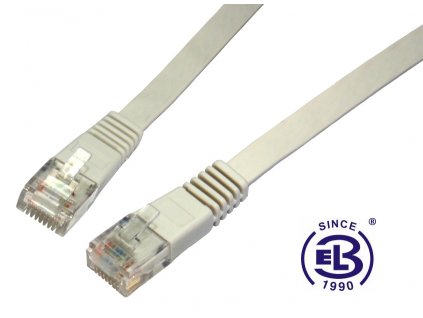 Patch kabel plochý CAT5E UTP LSOH 10m šedý, non-snag-proof, SOLARIX