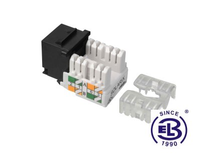 Keystone zařezávací Cat5E UTP RJ45 černý, svorkovnice 90° SOLARIX