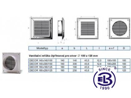 Mřížka ventilační Decor model Flange 140x300/100mm BLAUBERG