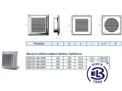 Mřížka ventilační Decor model Manual 180x250mm R BLAUBERG