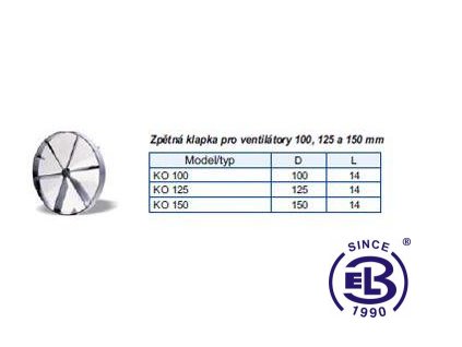 Klapka zpětná pro ventilátory 100mm BLAUBERG