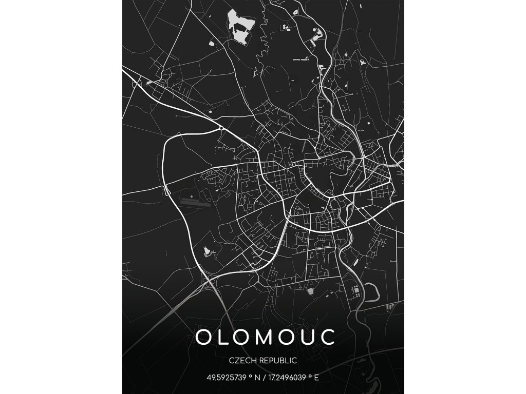 Mapa Olomouc var. černá