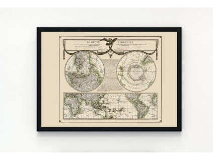 Mapa zeměkoule rok 1786 - představena novým způsobem