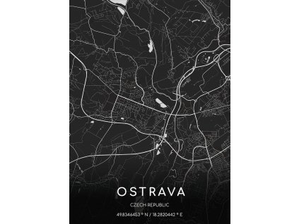 Mapa Ostrava var. černá