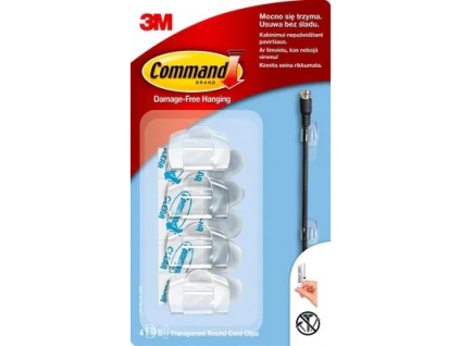 17017clr cee command transparent round cord clips