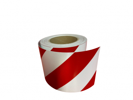 Reflexní páska 3M 13057 červená-bílá, pravá DIN 4844, šíře 100 mm, cena za 1 metr