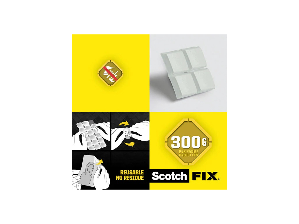 301008C36-P 3M Scotch-Fix™ Ablösbare Klebepads, 11 mm x 15 mm, 36