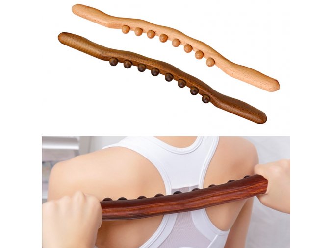 ZWJdMassager for Body Natural Carbonized Wood Scraping Massage Stick Back Massager SPA Therapy Tool Point Treatment