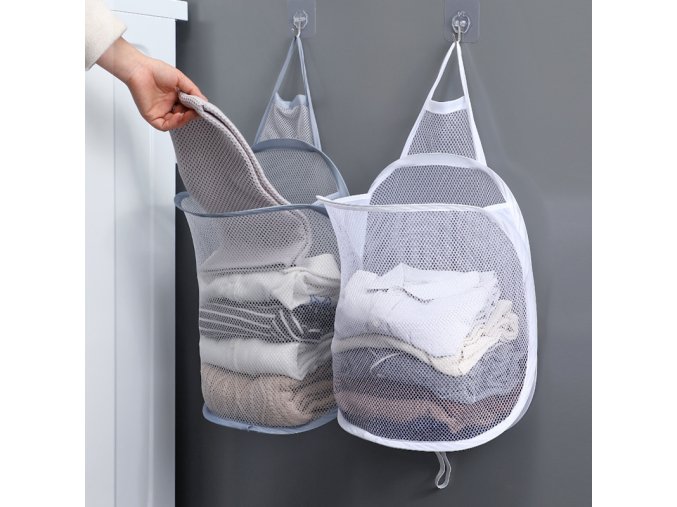 FglDFolding Laundry Basket Organizer for Dirty Clothes Bathroom Clothes Mesh Storage Bag Household Wall Hanging Basket