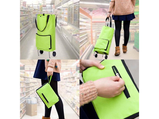 N7Ta2 In 1 Foldable Shopping Pull Cart Trolley Bag With Wheels Vegetables Organizer Reusable Waterproof Large