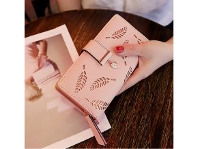 main image2Women Wallet PU Leather Purse Female Long Wallet Gold Hollow Leaves Pouch Handbag For Women Coin