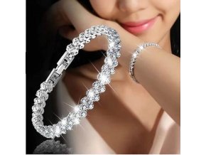 main image0Luxury Roman Crystal Bracelet For Women Fashion Heart Chain Bracelets Rhinestone Bangle Wedding Bridal Jewelry Accessories
