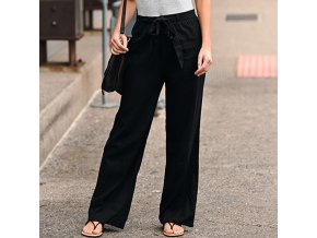 yL7qWomen Cotton Linen Pants 2023 Summer Solid Color Elastic Waist Loose Straight Trousers Female Harajuku High