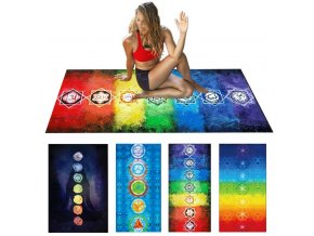 RL2R7 Chakra Printed Portable Outdoor Picnic Carpet Yoga Mat Beach Towel Home Decor Health Yoga Training