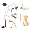 YVJVFunny Simulation Bird Interactive Cat Toy with Super Suction Cup Feather Bird for Kitten Play Chase