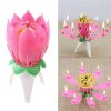 UVXAExquisite Lotus Flower Shape Rotating Musical Candle Disposable Candles Birthday Party Gifts Kids Cake DIY Decorations