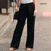 yL7qWomen Cotton Linen Pants 2023 Summer Solid Color Elastic Waist Loose Straight Trousers Female Harajuku High