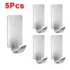 oMAO10 1Pcs Self Adhesive Hook Stainless Steel Heavy Wall Hanger Hook Bathroom Organizer Towel Rack Multi