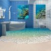 ppIDCustom Self adhesive Floor Mural Photo Wallpaper 3D Seawater Wave Flooring Sticker Bathroom Wear Non slip