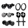 DuHI5 Pairs Black Unisex Earrings Set Stainless Steel Piercing Hoop Earrings for Men Women Gothic Street