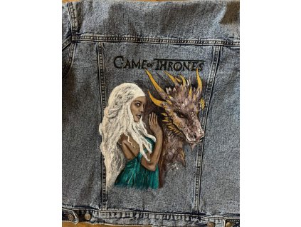 Riflová bunda s ručnou maľbou Game of Thrones