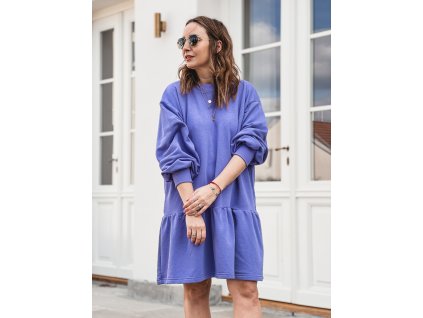 3v1 Dámské mikinové šaty s volánem | fialová