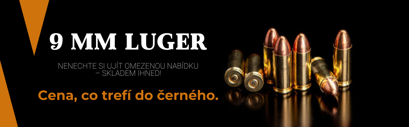 Akce na náboje 9mm Luger – výhodná cena, ihned skladem, kvalitní střelivo pro sportovní a tréninkovou střelbu.