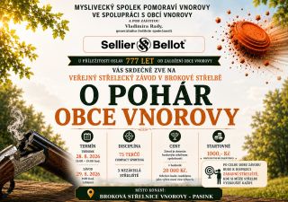 Zveme vás na střelecký závod O pohár obce Vnorovy, který se uskuteční v sobotu 29.8.2026 na brokové střelnici Vnorovy.