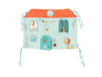 Lilliputiens - textilní panel do postýlky - domeček jelínka Stelly a dráčka Joea