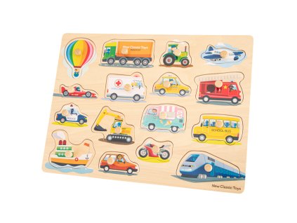 Dřevěné vkládací puzzle - dopravní prostředky - 16 ks
