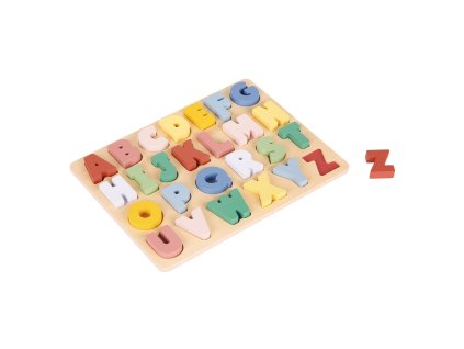 Vkládací dřevěné puzzle - barevná abeceda